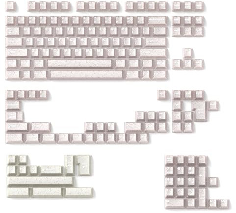 TYRIXKI Crystal Jelly Pink Double Shot Keycaps, 166 Keys Custom Translucent Shine Through Cute Keycaps, Cherry Profile Keyboard Keycap for Cherry MX Switches Mechanical Keyboards