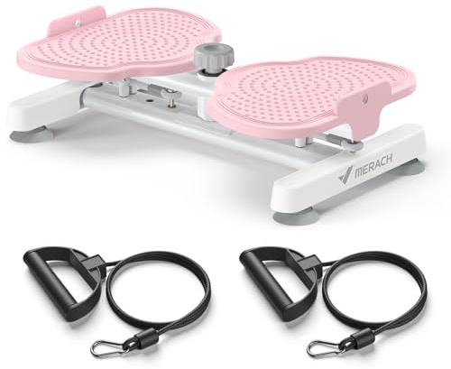MERACH Waist Twister Board, Ab Twister Board for Women | With 2 Resistance Ropes for Slim Waist and Core Ab Exercise, Max 136KG, Noiseless Home Gym Exercise Equipment - Pink