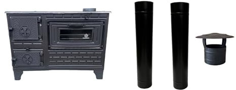 Outdoor-Küchenofen Terrassenofen Kuzine Soba/Gartenküche Holzofen Ofen mit Holzkohle (Guss+140cm Rohr+Regenhaube)