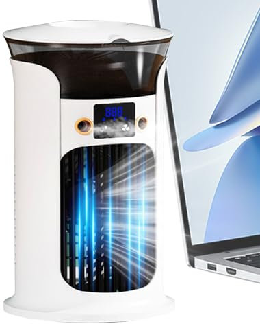 Nudorpn Aire acondicionado portátil, accesorios de refrigeración para espacios pequeños, enfriador de aire USB con luz LED para dormitorio, garaje, tienda de campaña