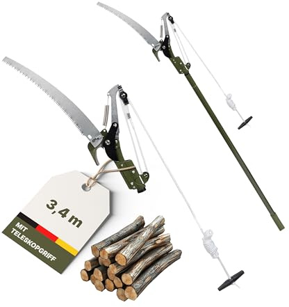 novaterra® Astsäge mit Teleskopgriff 2in1, Astsäge Baumsäge mit Einstellbare Stiel, Schneidet Sauber und Schnell, Höhenverstellbar 3,4m