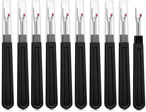 10 Stück Nahttrenner Profi, Große Schwarze Nahttrenner Mit Schutzkappe zum Entfernen Von Stichen, für Handnähprojekten,Stickarbeiten und Kreuzstich Diy Projekten