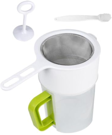 VOSAREA Passoire À Lait De Soja En Acier Inoxydable Filtre Pour Laits Végétaux Et Jus De Fruits Maille Fine Avec Bâton D’Agitation Set De 4 Outils Pour Thé Et Boissons Maison