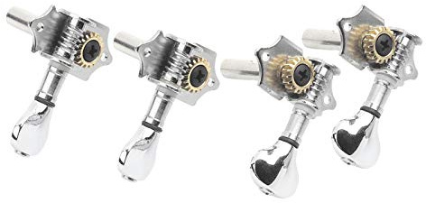 Ensemble de 4 boutons de cordes pour ukulélé, accordeurs de remplacement en métal de haute qualité pour le réglage des cordes de ukulélé, argent noir, durables et durables (Argent)