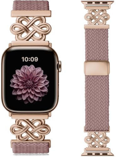 wutwuk Braided Nylon Straps for Apple Watch 42(S11/10)/40/41mm | Magnetic Clasp, Celtic Knot Stretchy Elastic Nylon Band Fits iWatch SE3/2/1 Series 11/10/9/8/7/6/5/4/3/2/1
