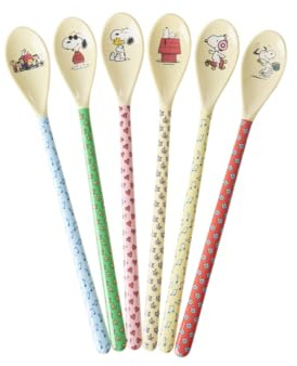 RICE Peanuts Latte Löffel Set Snoopy Prints, Melamin BPA frei, Spülmaschinengeeignet - 6 Stück