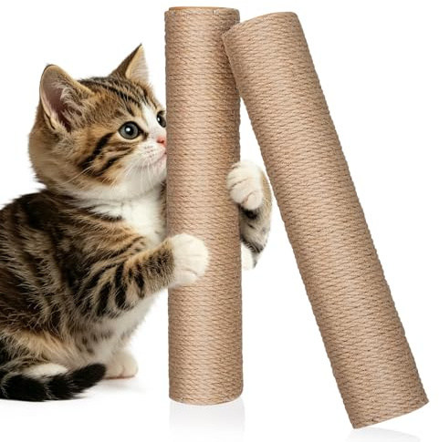 LRXIYODE Sisal Ersatz Kratzpfosten 2 Stück für Katzenkratzbäume | Innenbereich, Braune Farbe, Abs Anteil, Einfache Montage, Platzsparende Lösung