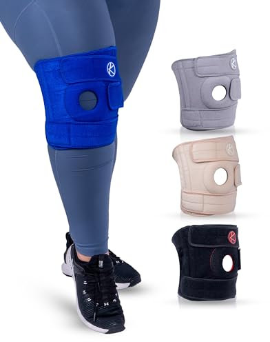 Soporte de rodilla ajustable: vendaje de rodilla de gran tamaño para ACL, MCL, LCL, deportes, desgarro de menisco. Rodillera rótula abierta para dolor articular y apoyo para mujeres y hombres (tamaño