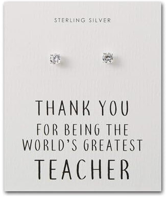 Philip Jones Sterling Silver World's Greatest Teacher Crystal Earrings