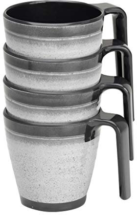 Flamefield Granite Stacked Mug Set Grey - 4 Pack