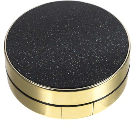Milisten Kompakter Behälter, leer, für Foundation, Make-up, Puderquaste, nachfüllbarer Behälter für DIY-Reisen, Schwarz , 7.4*7.4cm, Kompakt