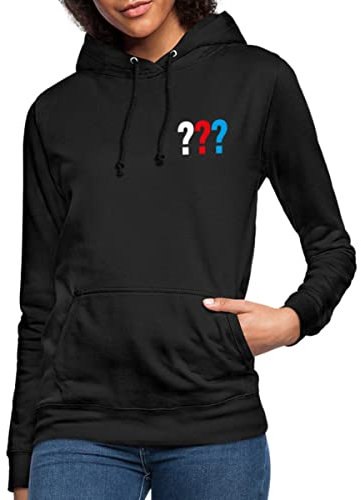 Spreadshirt Die DREI Fragezeichen Kleines Logo Frauen Hoodie, M, Schwarz