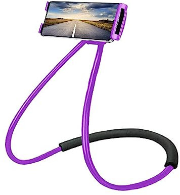 EightSpace Universal Cell Phone Stand Holder, Neck Phone Holder for Bed Mobile Phone Stand Flexible Stand Multiple Function Lazy Bracket DIY Free Rotating (Purple)