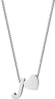 JewelryWe Buchstaben Herz Kette Damen: Silber Edelstahl Buchstabenkette Initiale Halskette mit Anfangsbuchstaben Alphabet J Herz Anhänger Namen Kettenanhänger Initialschmuck Geschenke Mädchen Freundin