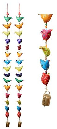 Set of 2 Door Hanging 15 Fabric Birds Tota String with Bell, Festival traditional Decoration for home Wall Temple Bedroom room home festival wedding Decor New year Gifting(Size :- 24 Approx)
