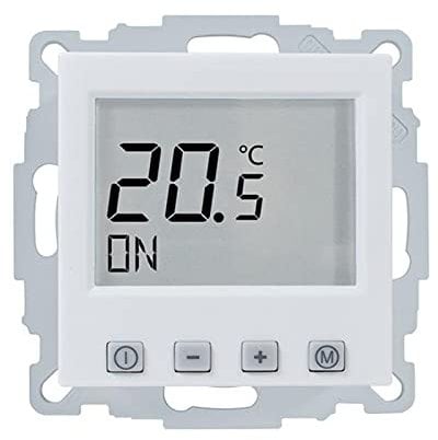 Ritzer Raumthermostat Digital für Busch-Jaeger Balance SI, Gira, Berker, Merten und Jung zur Regelung von Fußbodenheizung Stellantrieben 230V, alpinweiß (Berker Serien S.1, B.3 & B.7)