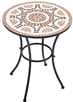 Warmiehomy Garden Table Mosaic Table 60cm Outdoor Dining Table Round Patio Coffee Table