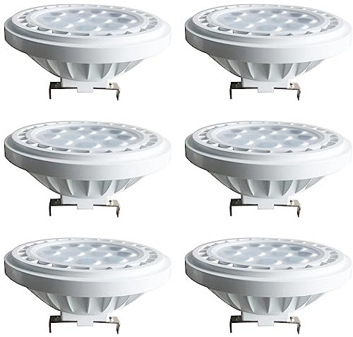 TPMAFF AR111 Reflektor-Flutlichtlampe, 1500 Lumen, 15 Watt (entspricht 100 W Halogen), 60° Abstrahlwinkel, G53-Sockel, AC/DC, 12 V, Niederspannungs-Spotlicht, Nicht dimmbar (6er-Pack)