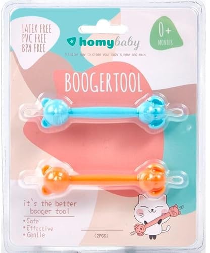 HOMYBABY® Pinza Sacamocos Bebe - Limpiadores nasales y de oídos para bebés y niños - Eliminación de cerumen y mocos - Limpia de forma fácil y segura la nariz y la cera del bebé (Modelo A, 2 unidades)