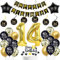 deko 14. geburtstag Jungen mädchen,schwarz gold luftballon 14. geburtstag deko Junge ,gold Tortendeko 14. Happy Birthday girlande banner gold geburtstagsdeko 14 jahre ballon