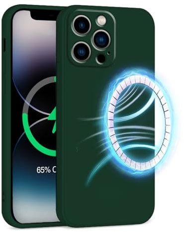 INZ Mag-Safe Magnetic iPhone 11 Pro Case 5.8-Inch Dark Green Liquid Silicone Gel Rubber Anti Scratch Resistant Soft Slim Protective Cover Protect Compatible for iPhone 11 Pro