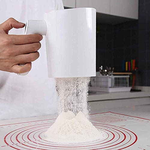 COZHYESS Electric Flour Sifter, Baking Sieve, 5 Cup Rotary Hand Crank Flour Sieve Cup, Handheld Leakage Powder Sifter Cooking Baking Tool, Quick Sieving, for Baking, Pastry, Kitchen, DIY