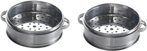 XDRGOOIUY 2 Piezas de Vapor de Acero Inoxidable, 2 Niveles, Comida Asiática, Utensilios de Cocina Asiáticos, Vaporizador de Bollos de Acero Inoxidable, Utensilios de Cocina, Cesta de Vapor Chino