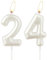 Perlweiße Geburtstagskerze, weiße Happy Birthday Zahl 24 Kerze, Kuchen-Kerzenaufsatz für Mädchen, Hochzeitstag, Gedenken