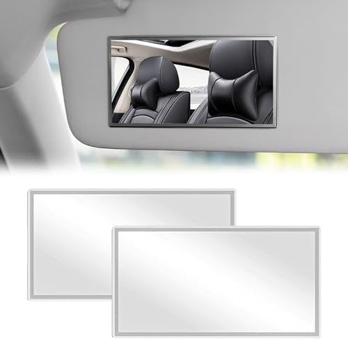 ADERTOS 2 PCS Auto Sun Visor HD Makeup Mirror, Self-Adhesive Car Vanity Mirrors Universal Car Interior Cosmetic Mirror Stainless Steel Cars Visor Mirrors for Truck SUV Rear View Seatback
