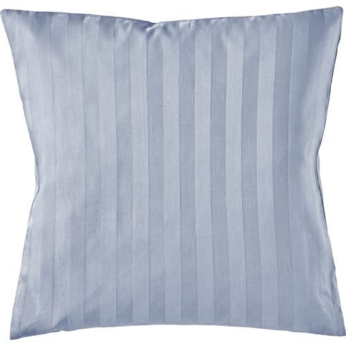 Pure Label Mako Satin Damast Streifen Kissenbezug 40x40 cm aus 100% Baumwolle in grau| Traumhaft weiches Deko Kissen passend zu unseren Bettwäsche Sets