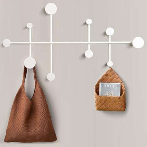 Porte-Manteau Mural Design Minimaliste,Portemanteaux pour Entrée,Meuble Entrée,Étagère Suspendue,Pateres en Métal Avec Vis,Imperméable & Antirouille Crochets Chapeau (Blanc)