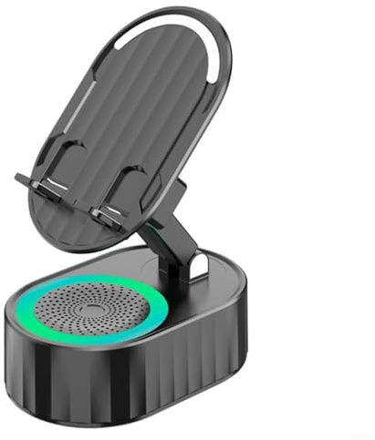 EpheyFIF Induktionslautsprecher mit verstellbaren Ständern zum Streamen von Musik oder Anrufen, kabelloser BT-Lautsprecher und Telefonständer, Induktions-HD-Sound für Zuhause und draußen, Schwarz