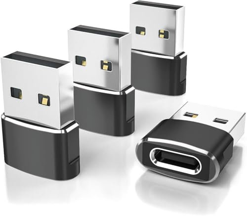 ZEPHY USB C Female to USB Male Adapter 4 Pack,USB Type C to USB A Charger Converter for Apple Watch iWatch 10 9 8,iPhone 16 15 14 13 12 Pro Max Plus,AirPods Pro,iPad Air Mini 7,Galaxy S24 S23