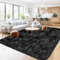 OuTanTe Hochflor Teppich 160x230cm, DunkelGrau Shaggy Teppiche für Wohnzimmer, Flauschiger Kuschelteppich rutschfest, Moderner High-Pile Teppich, Extra großer Teppiche für Schlafzimmer & Kinderzimmer