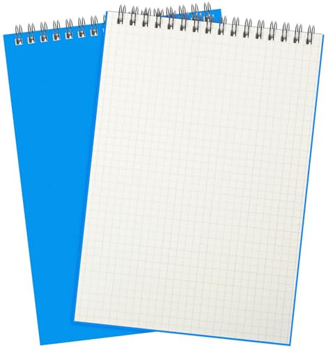 Engrowtic 2 Pack Graph Paper Spiral Notepad A5 Top Wirebound Notepad Grid Notebook Steno Pads Memo Notebook Grid Paper 140 Pages for Writing Sketching Drawing Office Supplies (Light Blue)