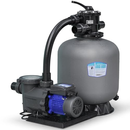 AQUASTRONG Sand Filter Pump for Above Ground Pool with Timer, 18in, 1.5 HP, Max 8100GPH for Pools Up to 28000GAL, 6-Way Valve, Enhanced Circulation for Crystal-Clear Pool