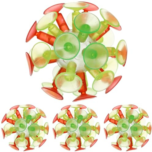 iplusmile 4 Bolas De Ventosa Luminosas Juguete De Rebote Y Flash Pelota Ventosa De 2.36In para Juegos De Niños Fiesta Y Ventanas