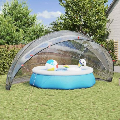 Générique Dôme de Piscine Pliable Transparent - Fibres de Verre Résistant aux UV PVC Imperméable 592 x 590 x 275 cm Protection Énergétique pour Piscines Extérieures et Jardins Modernes