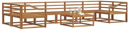 vidaXL Outdoor-Sofagarnitur 8 pcs Natur Massivholz Akazie, Ecksofa-Set aus Akazienholz, modernes Gartenmöbel, Flexibles modulares Sitzen für Terrasse und Hinterhof-Lounge, beige Stil