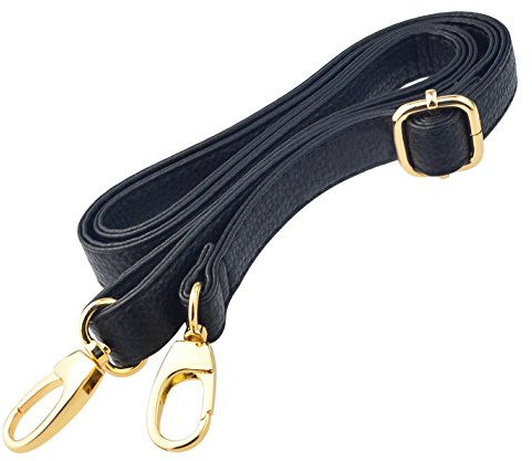 mifengdaer Universal Bag Straps Replacement Adjustable Leather Messenger Bag Strap with Metal Swivel Hooks for Bag/Handbag Handle/Cross-Body Bag/DIY Purse Making 23.6”-49.2”(Black)