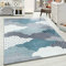 Carpetsale24 Kinderteppich Modern Wolken Design Blau und Grau 80 x 150 cm - Kurzflor Teppich Kinderzimmer Waschbarer Spielteppich Babyteppich für Junge und Mädchen Extra Weich und Antiallergen Läufer