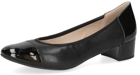 CAPRICE Damen Pumps Lack mit Blockabsatz, Schwarz (Black Comb), 37 EU