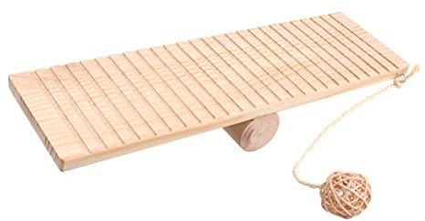 Jouets de Balançoire Hamster - Plate-Forme en Bois pour Petits Animaux avec Balle pour Cochons Dinde Gerbille Souris Chat Lapin