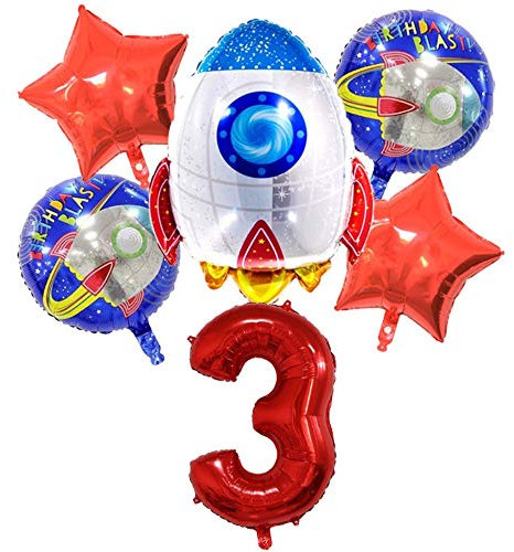 DIWULI Weltraum Geburtstag 3 Jahre Ballon Set - Luftballons