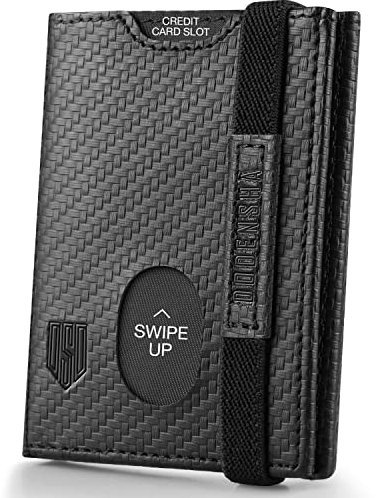 DODENSHA Mini Geldbörse mit Münzfach und RFID-Schutz I Portmonee Herren I Kartenetui Geldbeutel Leder I Slim Wallet I Karten Portemonnaie Klein Kreditkartenetui für Herren | Carbon