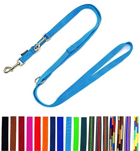 Hundeleine Doppelleine verstellbar 2m / 2,40m / 2,80m / 3,50m / 5m große Hunde 20mm/25mm (Türkis 20mm, 2,00m)