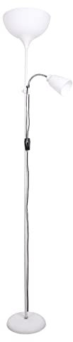 BEL AIR HOME - Lampadaire Varese 1xE27 1xE14 178cm - Idéal pour les salons et les studios - Design moderne et fonctionnel - Lampe de lecture ajustable (BLANC) (Les ampoules ne sont pas incluses)