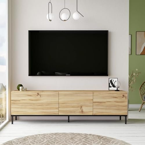 Vep Home Mueble de TV Serie Yurupa Luvio - con Patas Metálicas Niveladoras - Medidas 170x35x45 cm - Diseño Bajo y Robusto - Ideal para Salones Modernos - - Color Gris