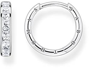 Thomas Sabo Damen Creolen aus 925er Sterling-Silber mit Weißen Zirkonia, Durchmesser: 20mm, CR668-051-14