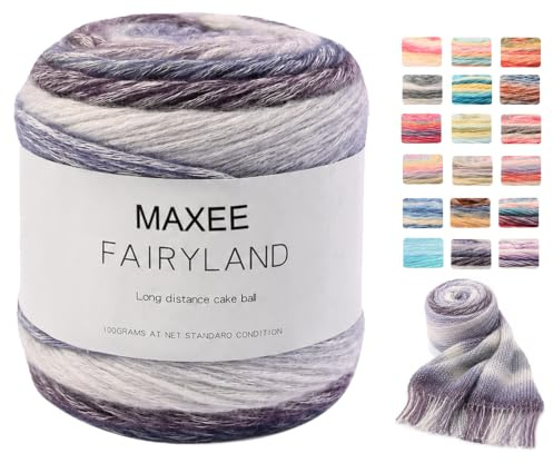 Maxee Farbverlaufsgarn 100g, 250 Mete Cupcakes Bobbel, Mehrfarbiges Gradient Häkelgarn, Handstrick Häkeln Baumwollstrickgarn zum Pullover Hüte